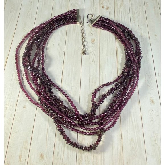 Jay King DTR Necklace 925 Garnet Multi Strand Beaded Signed - Picture 5 of 7